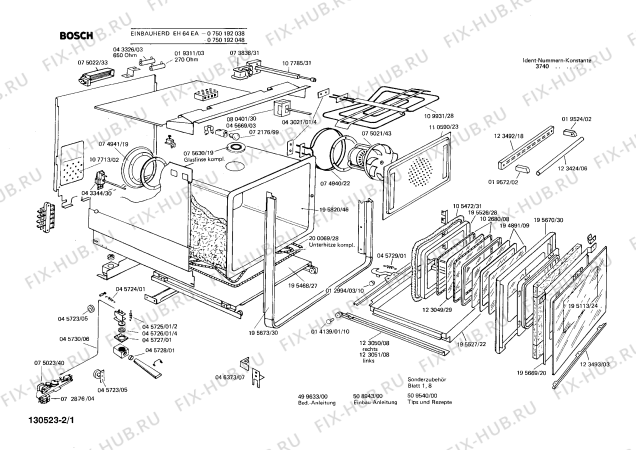 Схема №1 0750192048 EH64EA с изображением Терморегулятор для духового шкафа Bosch 00043344