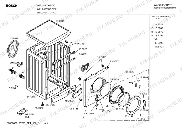 Схема №1 WFL249Y Maxx WFL 249y с изображением Инструкция по эксплуатации для стиральной машины Bosch 00589964