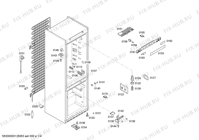 Схема №1 K5871X0 с изображением Дверь морозильной камеры для холодильника Bosch 00680101