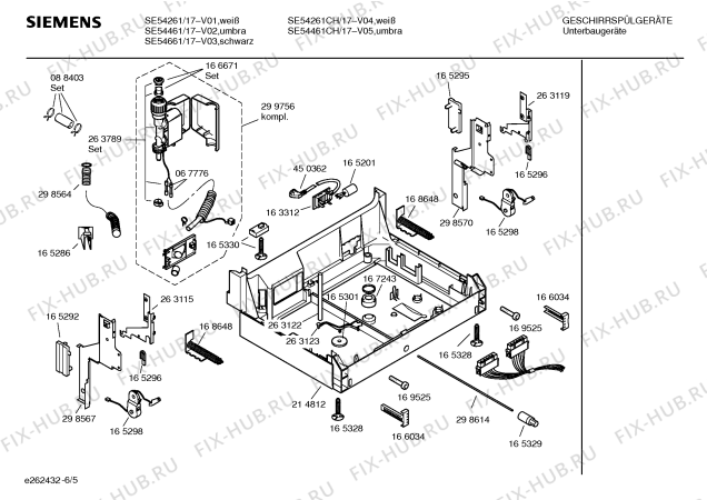 Взрыв-схема посудомоечной машины Siemens SE54261 - Схема узла 05