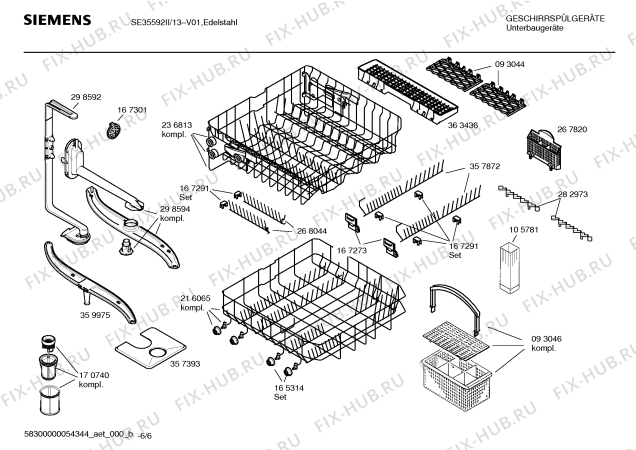 Взрыв-схема посудомоечной машины Siemens SE35592II - Схема узла 06