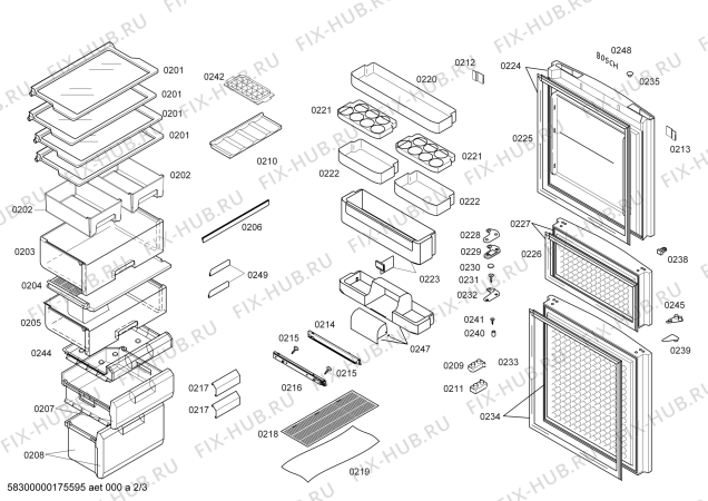 Схема №1 KGF23557TI с изображением Выдвижной ящик для холодильника Bosch 00709623