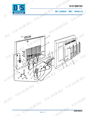 Схема №1 WH45 с изображением Трубка для обогревателя (вентилятора) DELONGHI 621753