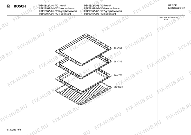 Взрыв-схема плиты (духовки) Bosch HBN210A - Схема узла 05