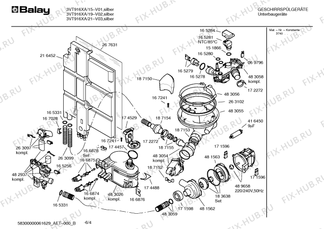 Схема №4 3VT916XA с изображением Инструкция по эксплуатации для посудомоечной машины Bosch 00588792
