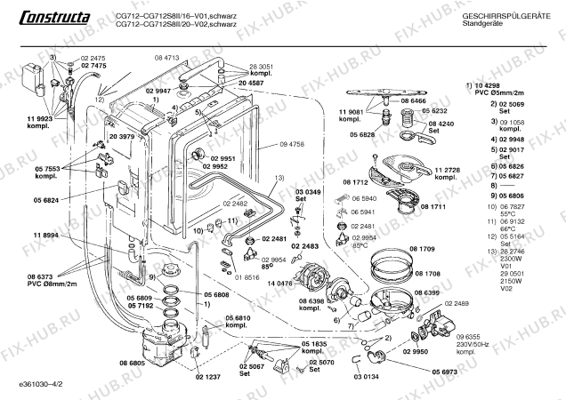 Схема №2 CG712S8II CG712 с изображением Панель для электропосудомоечной машины Bosch 00282555