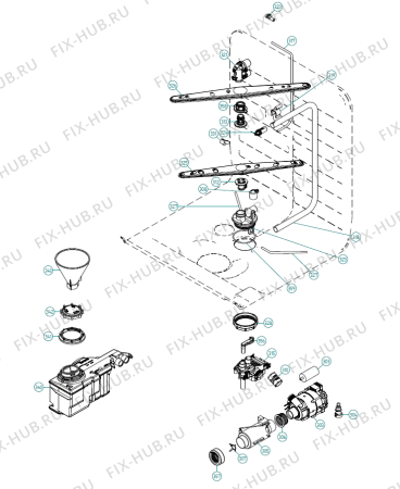 Взрыв-схема посудомоечной машины Cylinda DM820 RF Avh (700153, DW90.1) - Схема узла 03