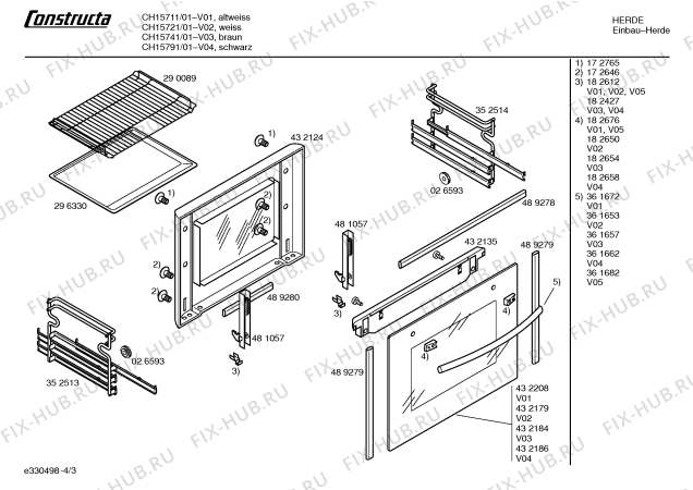 Взрыв-схема плиты (духовки) Constructa CH15711 - Схема узла 03