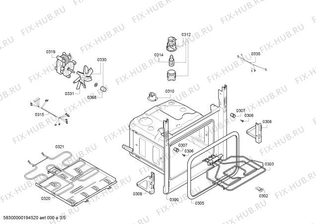 Взрыв-схема плиты (духовки) Bosch HBG23B150R H.BO.NP.L2D.IN.GLASS.B1c.X.E0_C/// - Схема узла 03