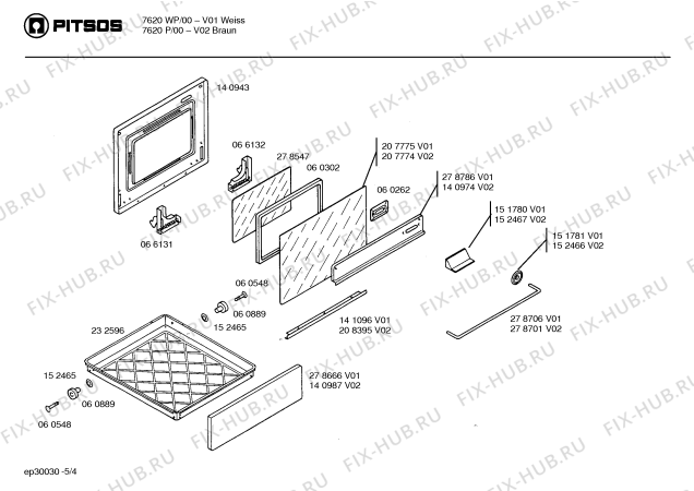 Схема №4 7620P с изображением Панель для плиты (духовки) Bosch 00209726