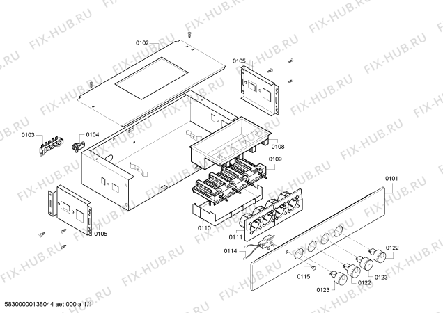 Схема №1 CO260050 с изображением Панель управления для плиты (духовки) Bosch 00671712