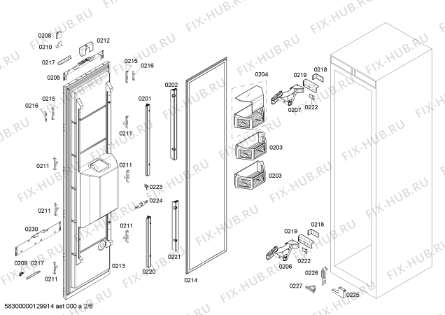 Взрыв-схема холодильника Siemens FI24DP00 - Схема узла 02