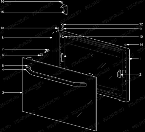 Взрыв-схема плиты (духовки) Aeg 3215V-W - Схема узла Door, main (large)