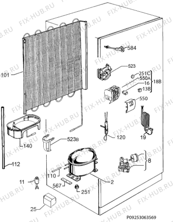 Взрыв-схема холодильника Electrolux FI23/12V - Схема узла Cooling system 017