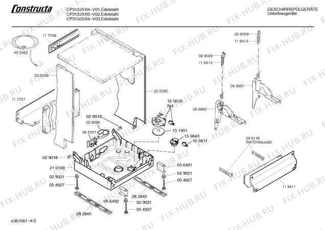 Взрыв-схема посудомоечной машины Constructa CP313J5 - Схема узла 03