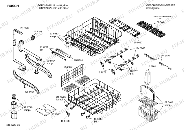 Схема №1 SGU59A05AU с изображением Инструкция по эксплуатации для посудомойки Bosch 00583417