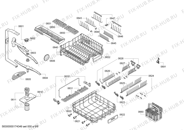 Взрыв-схема посудомоечной машины Siemens SN46M558EX - Схема узла 06