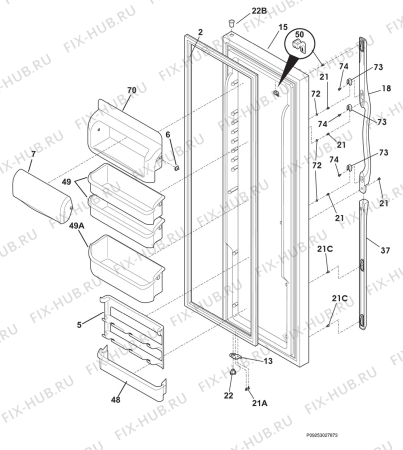 Взрыв-схема холодильника Electrolux ERL6296SK2 - Схема узла Refrigerator door