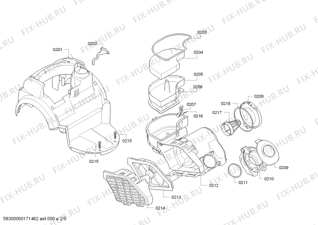 Взрыв-схема пылесоса Bosch BGS41435 Bosch Runn'n ProSilence Hepa Parquet - Схема узла 02