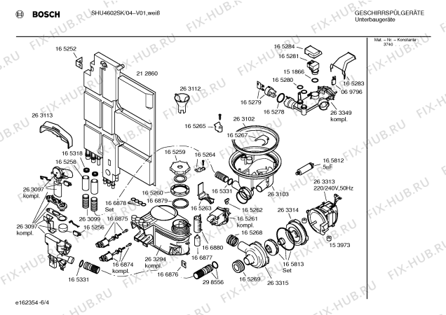 Взрыв-схема посудомоечной машины Bosch SHU4602SK - Схема узла 04