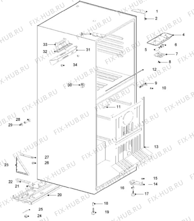 Взрыв-схема холодильника Electrolux ER7250B - Схема узла Cabinet + armatures