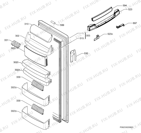 Взрыв-схема холодильника Electrolux ERA39375X - Схема узла Door 003