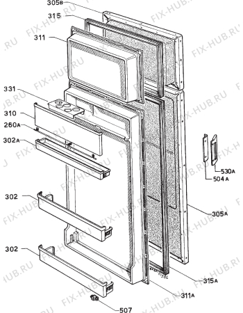 Взрыв-схема холодильника Electrolux TR790-4 - Схема узла Door 003