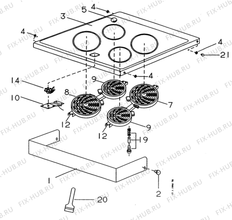 Взрыв-схема комплектующей Electrolux CF6775 - Схема узла H10 Hob