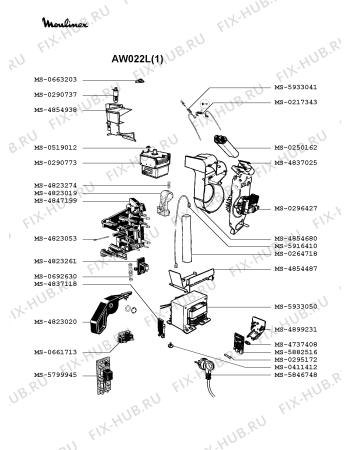 Взрыв-схема микроволновой печи Moulinex AW022L(1) - Схема узла 3P002372.7P3