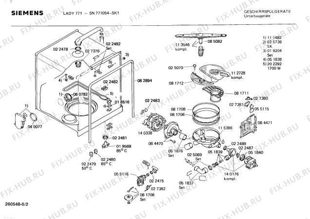 Взрыв-схема посудомоечной машины Siemens SN771054 - Схема узла 02