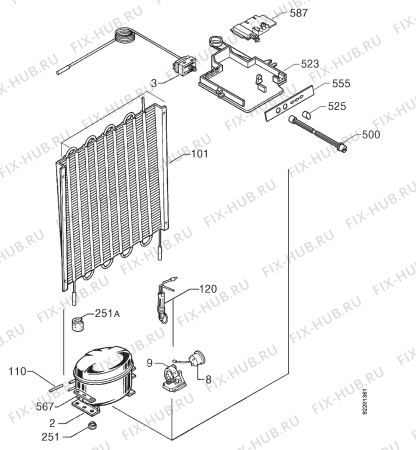 Взрыв-схема холодильника Zanussi ZV40R - Схема узла Cooling system 017