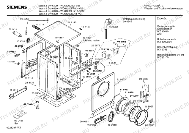 Схема №3 WD61200 Wash & Dry 6120 с изображением Инструкция по установке/монтажу для стиральной машины Siemens 00523022