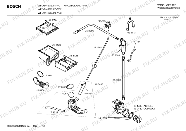 Взрыв-схема стиральной машины Bosch WFO2442OE Maxx WFO 2442 OE - Схема узла 04