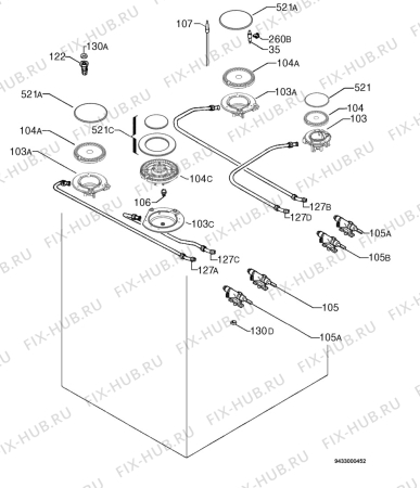 Взрыв-схема плиты (духовки) Rex Electrolux RKK661301X - Схема узла Functional parts 267