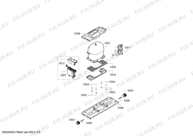 Взрыв-схема холодильника Bosch KGE36BW41 Bosch - Схема узла 03