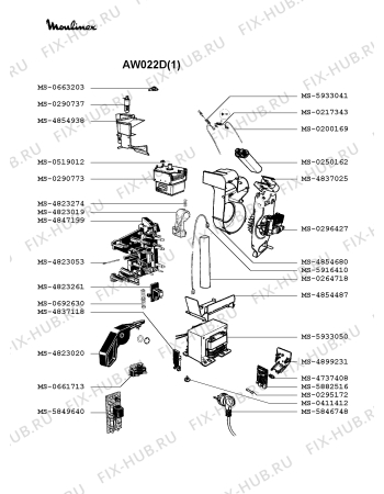 Взрыв-схема микроволновой печи Moulinex AW022D(1) - Схема узла 2P002372.6P3