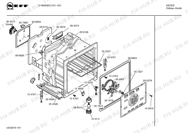 Схема №2 E1902N0CC с изображением Инструкция по установке и эксплуатации для плиты (духовки) Bosch 00521878