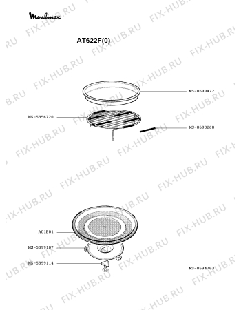 Взрыв-схема микроволновой печи Moulinex AT622F(0) - Схема узла TP002389.7P1