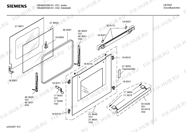 Взрыв-схема плиты (духовки) Siemens HB48025SK - Схема узла 04