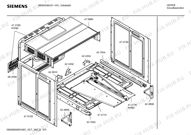 Взрыв-схема плиты (духовки) Siemens HB365560 - Схема узла 05