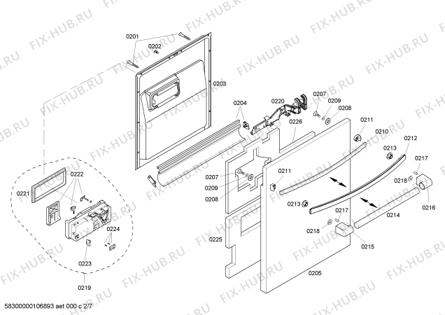 Взрыв-схема посудомоечной машины Bosch SHX99A15UC Apexx - Схема узла 02