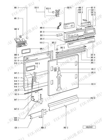 Схема №2 GSI 4048 BR с изображением Панель для посудомойки Whirlpool 481245379758