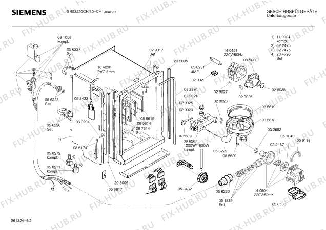 Взрыв-схема посудомоечной машины Siemens SR53220CH - Схема узла 02