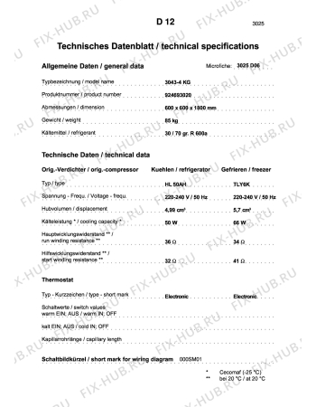 Взрыв-схема холодильника Aeg ARC3043-4KG - Схема узла Technical features