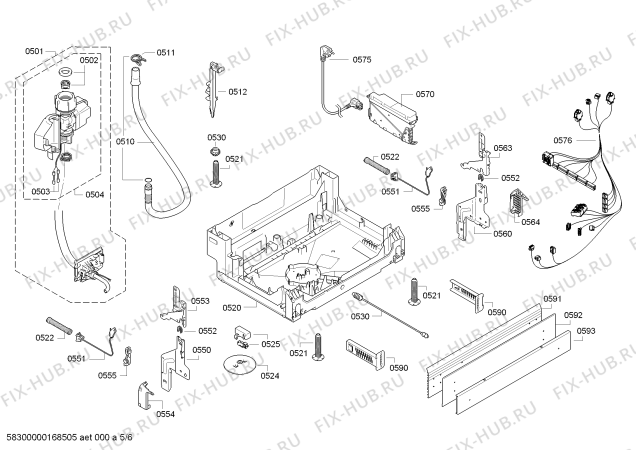 Взрыв-схема посудомоечной машины Bosch SMD85M62DE Exclusiv made in Germany - Схема узла 05