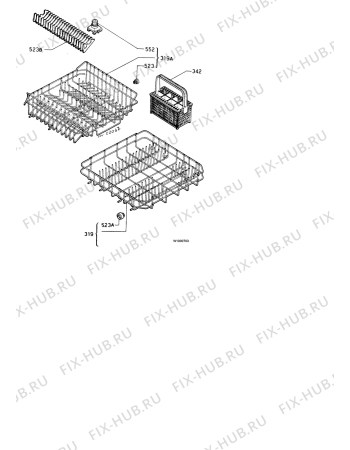 Взрыв-схема посудомоечной машины Zanussi ID736W - Схема узла Baskets, tubes 061