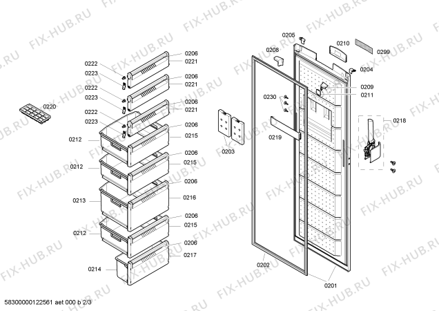 Взрыв-схема холодильника Bosch GSP34A21 - Схема узла 02