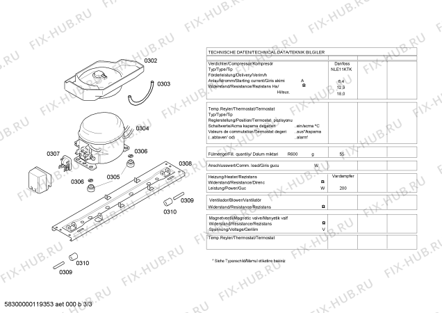 Взрыв-схема холодильника Profilo BD4362ANFM - Схема узла 03