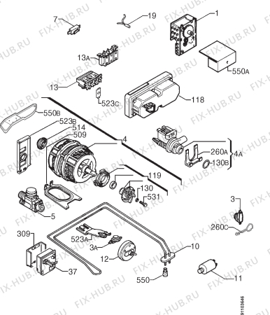 Взрыв-схема посудомоечной машины Electrolux ESF489 - Схема узла Electrical equipment 268