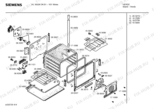 Схема №4 HL56226DK с изображением Ручка управления духовкой для электропечи Siemens 00183258